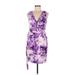 Banana Republic Casual Dress - Sheath V Neck Sleeveless: Purple Floral Dresses - Women's Size 6