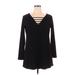 Amaryllis Casual Dress - Mini V Neck Long sleeves: Black Dresses - Women's Size X-Large