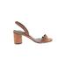 Chinese Laundry Heels: Slingback Chunky Heel Casual Tan Print Shoes - Women's Size 7 - Open Toe