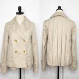 Anthropologie Jackets & Coats | Anthropologie Cartonnier Pleated Alderley Pea Coat Sz 2 Tan Jacket Blazer | Color: Tan | Size: 2