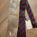 Gucci Accessories | Gucci Amoure Striped Neck Tie Classic Stripes Nwt 100% Silk | Color: Blue/Red | Size: Os