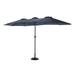 Yesfashion Iron Frame 14.8 Feet Double Sided Outdoor Rectangular Umbrella Windproof Large with Crank