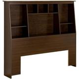 Slant Back Full Queen Size Wood Bookcase Bed Headboard And Cabinet Storage In Espresso