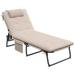 Outsunny Folding Chaise Lounge w/ Cushion Reclining Tanning Chair Beige