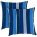 Jordan Manufacturing Sunbrella 18 x 18 Milano Cobalt Blue Stripe Square Outdoor Throw Pillow (2 Pack)