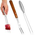 2 Pcs Chaffing Dishes Hot Pot Rotisserie Forks Camping Bbq BBQ Fork with Wood Handle Barbecue Fork Marshmallow Stainless Steel Wood