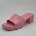 Gucci Shoes | Gucci Double Gg Logo Rubber Platform Block Heel Mules Slides Sandals Shoes | Color: Pink | Size: 38eu