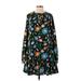 Kate Spade New York Casual Dress - DropWaist Crew Neck Long sleeves: Black Floral Dresses - Women's Size X-Small