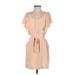 Club Monaco Casual Dress - Mini Scoop Neck Short sleeves: Tan Solid Dresses - Women's Size 0