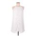 Monteau Casual Dress - Mini Crew Neck Sleeveless: White Print Dresses - Women's Size Medium