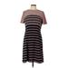 Ann Taylor Casual Dress - Shift: Brown Stripes Dresses - Women's Size 12