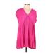 Chelsea & Violet Casual Dress - Mini V Neck Short sleeves: Pink Print Dresses - Women's Size Large