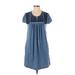 Gap Casual Dress - A-Line Scoop Neck Short sleeves: Blue Print Dresses - Women's Size X-Small