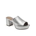 Wide Width Women's Cassy Dressy Mule by Aerosoles in Silver Metallic Leather (Size 10 1/2 W)