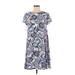 Betsey Johnson Casual Dress - Mini High Neck Short sleeves: Blue Dresses - Women's Size 4