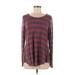 LOGO by Lori Goldstein Long Sleeve Top Burgundy Scoop Neck Tops - Women's Size Medium