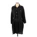 Free People Casual Dress - Shirtdress Collared 3/4 sleeves: Black Solid Dresses - Women's Size Small