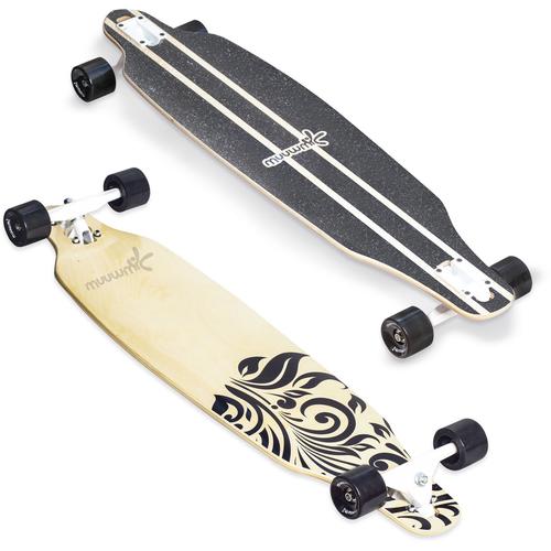 "Longboard MUUWMI ""Beach/Wood, ABEC 7"" Skate-/Longboards grün (wood) Kinder Skateboards Waveboards"
