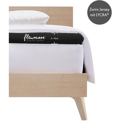 Spannbettlaken FLEURESSE "Topper", schwarz, B:200cm L:200-220cm, Jersey-Elasthan, Obermaterial: 96% Baumwolle, 4% Elasthan, Laken, aus Jersey-Elasthan, für eine Matratzenhöhe bis 10 cm Image