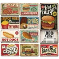 Plaque de décoration murale en métal pour hot-dog hamburgers frais affiches vintage pour barbecue