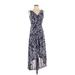 Simply Vera Vera Wang Cocktail Dress - High/Low: Purple Floral Dresses - Women's Size X-Small