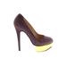 Charlotte Olympia Heels: Pumps Platform Cocktail Party Purple Color Block Shoes - Women's Size 37 - Round Toe