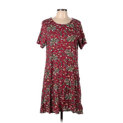 FatFace Casual Dress - Shift Scoop Neck Short sleeves: Burgundy Floral Dresses - Women's Size 12