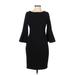 Calvin Klein Casual Dress - Sheath Crew Neck 3/4 sleeves: Black Print Dresses - Women's Size 6