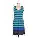 Kenar Casual Dress - Mini Scoop Neck Sleeveless: Blue Color Block Dresses - Women's Size Medium