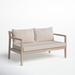 Joss & Main Amina 58" Wide Outdoor Love Seat w/ Cushions Wood/Natural Hardwoods/Olefin Fabric Included in Brown/Gray/White | Wayfair