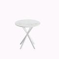 Wrought Studio™ 31.5" Modern Round Dining Table Wood/Metal in Brown/White | 29.53 H x 31.5 W x 31.5 D in | Wayfair 7E00D17F85FD48888C43A7DCDA8FE98E