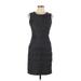 Calvin Klein Casual Dress - Sheath Crew Neck Sleeveless: Gray Print Dresses - Women's Size 6