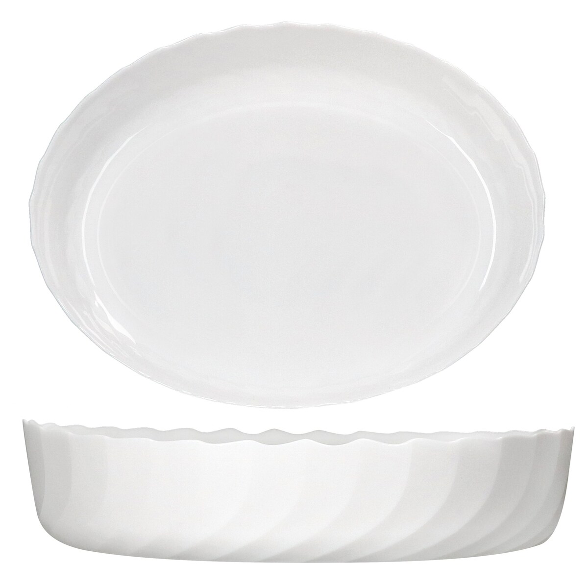 2er Set TRIANON Auflaufform oval 37x28,5 cm weiß aus Glas - 812299 Image