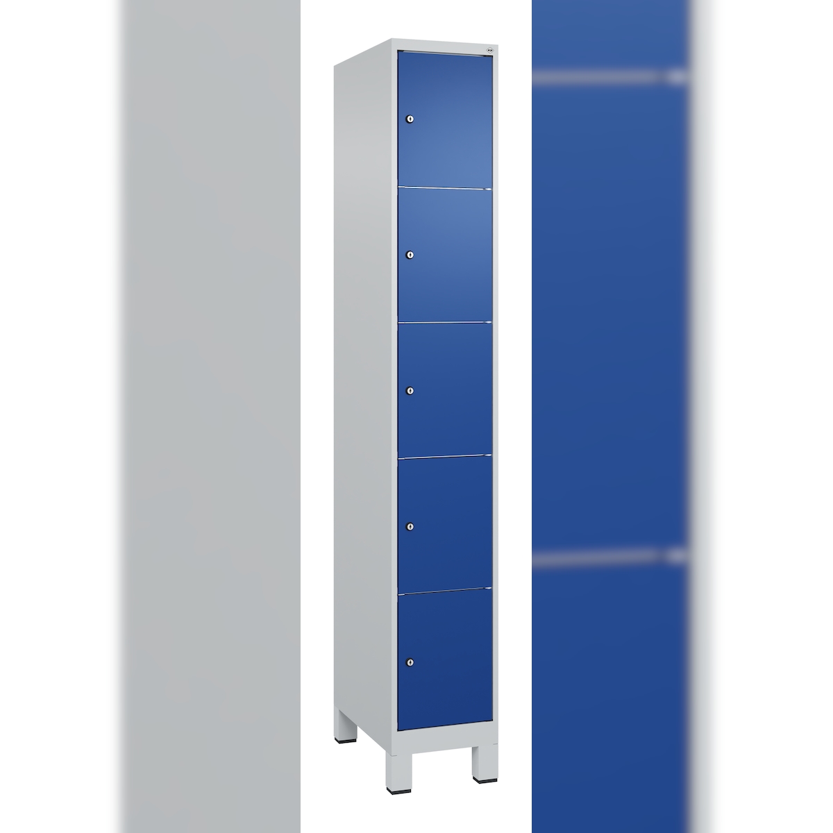 C+P Schließfachschrank Classic PLUS, Füße, 1 Abteil, 1950x300x500mm, 7035/5010 Image