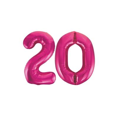 XL Folienballon pink Zahl 20