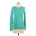 J.Crew Factory Store Pullover Sweater: Teal Color Block Tops - Women's Size X-Small