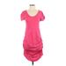 LA Made Casual Dress - Shift Scoop Neck Short sleeves: Pink Solid Dresses - Women's Size Small