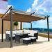 13 x 10 Ft Outdoor Patio Retractable Gazebo Canopy Cover Pergola with Weight Rods Canopy Sun Shelter for Gardens Terraces Backyard Dark Beige