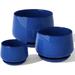 BEMAY Plant Pots 4.1+5.1+6.5 Inch Flower Pots with Drainage Hole and Saucer Set of 3 Ceramic Planter for Home and Office Sapphire Blue