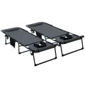 Outsunny 2-Piece Folding Chaise Lounge Reclining Tanning Chairs Gray