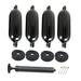 4Pcs Ribbed Binocular Fenders 6.5 x 23 Black with Inflator Universal for Bumper Shield Protection