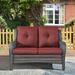 PARKWELL Patio Rattan Seat Sofa Cushioned Loveseat Outdoor Wicker Furniture Red