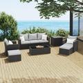 Royalcraft 8 Pieces Patio Furniture Set All Weather PE Wicker Rattan Outdoor Sectional Sofa with Storage Box and Cushion Outdoor Furniture for Lawn Backyard Poolside Porch