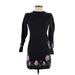 Club Monaco Casual Dress - Bodycon Crew Neck Long sleeves: Black Dresses - Women's Size Small