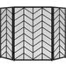 Best Choice Products 52x31in 3-Panel Iron Chevron Fireplace Screen Spark Guard w/ Handles - Black