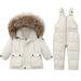 Spring Savings Clearance! JGTDBPO Coat For Toddlers Winter Ski Suit Thick Hoodie Coat Down Jacket Suspenders Kids Clothing Outfit Set Thickened Down Jacket Strap Pants For Boys And Girls