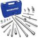 WORKPRO 19-Piece Drive Socket Extensions Set Includes Socket Adapters Extensions Universal Joints and Sliding Bar T-handle Wrench 1/4 3/8â€� & 1/2â€� Drive Premium Chrome Vanadium Steel