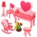 Kids Toys Miniature House Decor Decorative Model Wooden Table and Chairs Child Work Puzzle 2 Sets