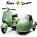 Track 7 2-Seater Ride on Motorcycle 12V Licensed Vespa Ride on Motorcycle wth Side Car 2-Seater Ride on Car Music Max Speed 4.8mph Green