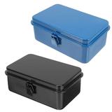 2 Pcs Household Thickened Iron Tool Box Vehicle 2pcs Crate Tools Jewelery Storage Tin Toolbox Metal Mechanics Organizer Multifunction